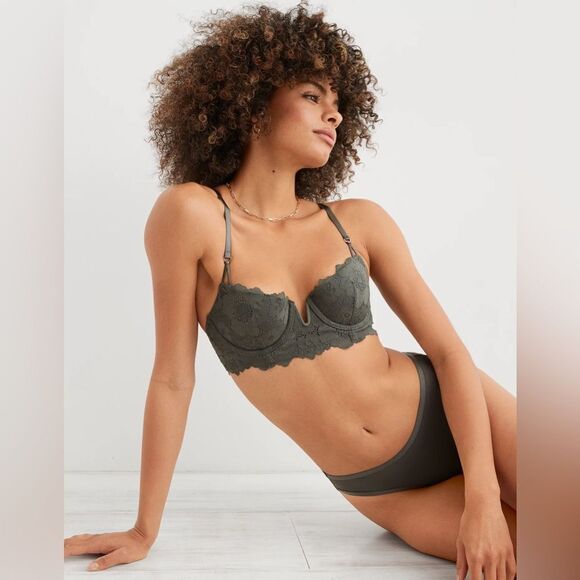 Aerie | Real Power Balconette Poppy Lace Bra Poppy | 34 DD - Picture 1 of 7